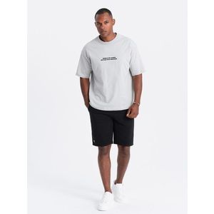 Ombre Men's short ottoman knit sweat shorts - black obraz