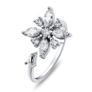 Brilio Silver Něžný stříbrný otevřený prsten Květina RI039W obraz