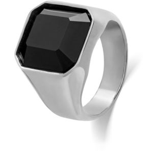 Troli Masivní prsten z oceli s černým krystalem 55 mm obraz