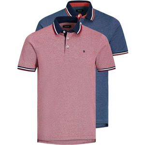 Jack&Jones 2 PACK - pánské polo triko JJEPAULOS Slim Fit 12191216 Rio Red Denim Blue S obraz