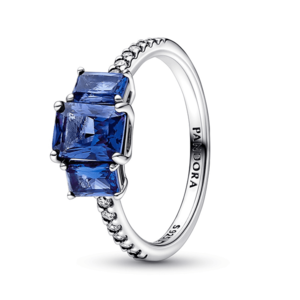 Pandora Třpytivý stříbrný prsten s modrými krystaly Timeless 192389C01 50 mm obraz
