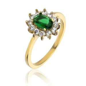 Marc Malone Třpytivý pozlacený prsten se zirkony Harmony Green Ring MCR23051G 54 mm obraz