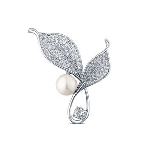 JwL Luxury Pearls Zářivá perlová brož s krystaly Lístky 2v1 JL0818 obraz