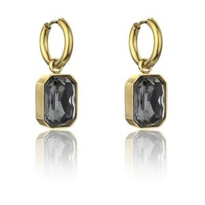 Marc Malone Pozlacené náušnice s černými kamínky Royalty Grey Earrings MCE23150G obraz