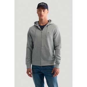 MIKINA GANT REG SHIELD FULL ZIP HOODIE GREY MELANGE obraz