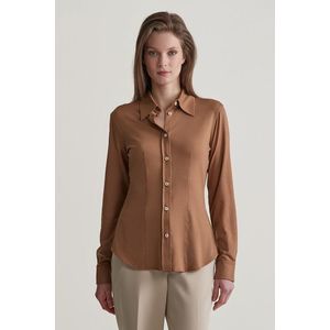 KOŠILE GANT SLIM JERSEY SHIRT ROASTED WALNUT obraz