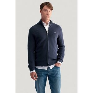 KARDIGAN GANT TEXTURED COTTON FULL ZIP CARDIGAN EVENING BLUE obraz