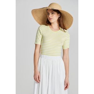 TRIČKO GANT SLIM STRIPED 1X1 RIBBED SS T-SHIRT PASTEL LIME obraz