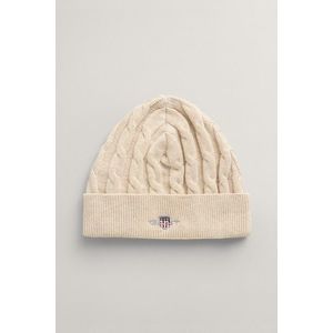 ČEPICE GANT SHIELD COTTON CABLE BEANIE LIGHT BEIGE MELANGE obraz