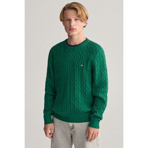 SVETR GANT SHIELD COTTON CABLE C-NECK WILD GREEN obraz