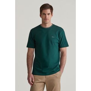 TRIČKO GANT TEXTURED RIB SS TSHIRT TARTAN GREEN obraz