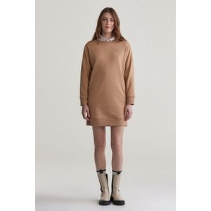 ŠATY GANT REL SHIELD C-NECK SWEAT DRESS CARAMEL BEIGE obraz