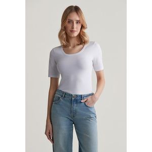 TRIČKO GANT SLIM COT/ELA SS SCOOP NECK TOP WHITE obraz