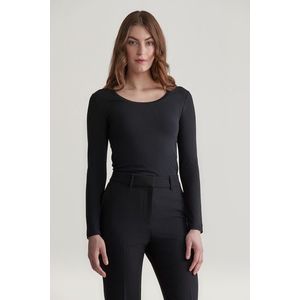 TRIČKO GANT SLIM COT/ELA LS SCOOP NECK TOP BLACK obraz