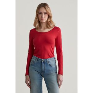 TRIČKO GANT SLIM COT/ELA LS SCOOP NECK TOP RUBY RED obraz