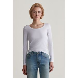 TRIČKO GANT SLIM COT/ELA LS SCOOP NECK TOP WHITE obraz