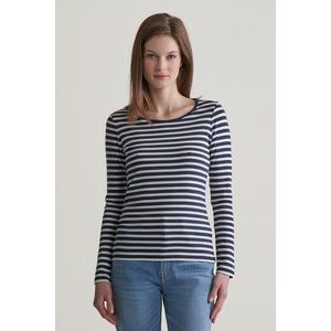 TRIČKO GANT SLIM STRIPED 1X1 RIBBED LS T-SHIRT EVENING BLUE obraz