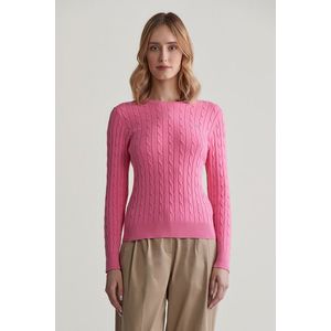 SVETR GANT STRETCH COTTON CABLE C-NECK CANDY PINK obraz