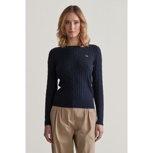 SVETR GANT STRETCH COTTON CABLE C-NECK EVENING BLUE obraz