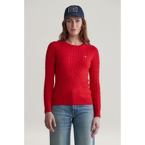 SVETR GANT STRETCH COTTON CABLE C-NECK RUBY RED obraz