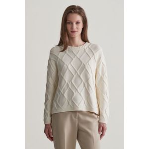 SVETR GANT TEXTURED KNIT C-NECK CREAM obraz