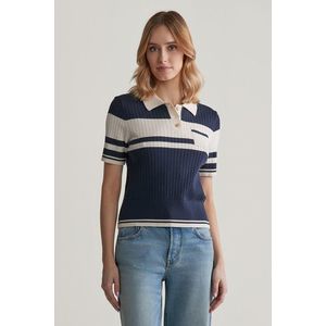 SVETR GANT COLOR BLOCKED POLO KNIT EVENING BLUE obraz