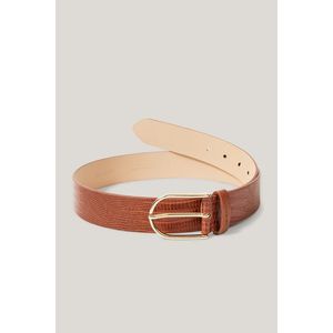 OPASEK GANT LIZARD PATTERN LEATHER BELT COGNAC BROWN obraz