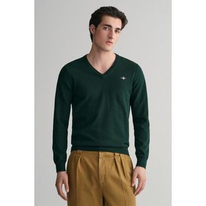 SVETR GANT CLASSIC COTTON V-NECK TARTAN GREEN obraz