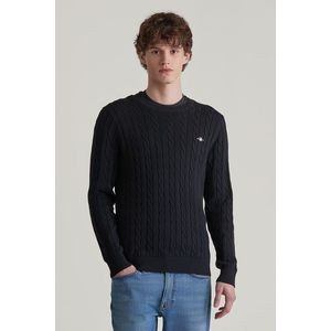 SVETR GANT COTTON CABLE C-NECK BLACK obraz