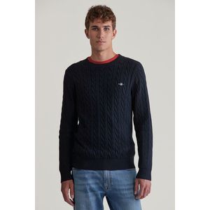 SVETR GANT COTTON CABLE C-NECK EVENING BLUE obraz