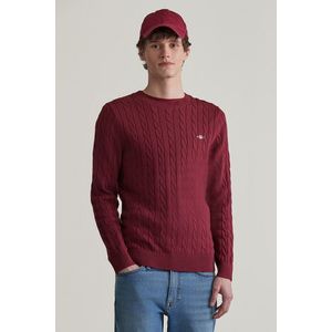 SVETR GANT COTTON CABLE C-NECK WINE RED obraz