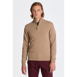 SVETR GANT SUPERFINE LAMBSWOOL HALF ZIP DK. SAND MELANGE obraz