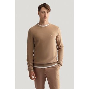 SVETR GANT COTTON PIQUE C-NECK DARK KHAKI obraz