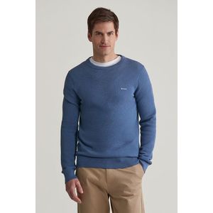 SVETR GANT COTTON PIQUE C-NECK DENIM BLUE MELANGE obraz