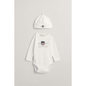 DĚTSKÝ SET GANT ARCHIVE SHIELD BODY AND BEANIE WHITE obraz