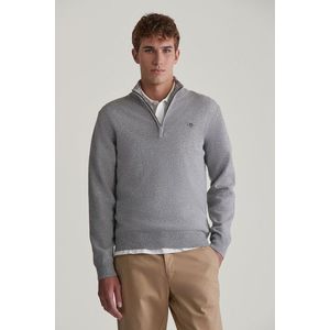 SVETR GANT SUPERFINE LAMBSWOOL HALF ZIP GREY MELANGE obraz