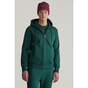 MIKINA GANT REG TONAL SHIELD FULL ZIP HOODIE TARTAN GREEN obraz