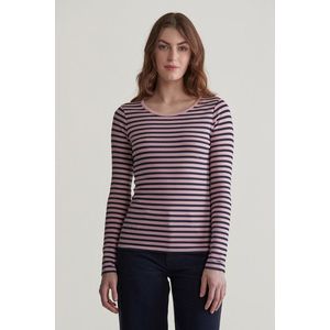 TRIČKO GANT SLIM STRIPED 1X1 RIBBED LS T-SHIRT DUSTY PINK obraz