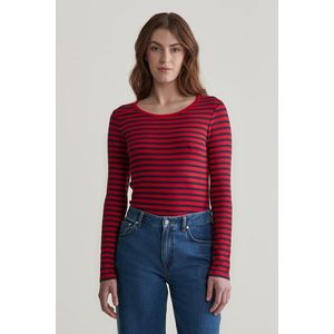 TRIČKO GANT SLIM STRIPED 1X1 RIBBED LS T-SHIRT RUBY RED obraz