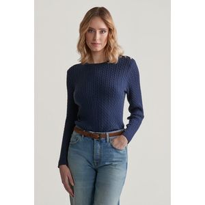 SVETR GANT MINI CABLE KNIT C-NECK EVENING BLUE obraz