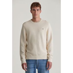 SVETR GANT COTTON TEXTURED C-NECK CREAM obraz