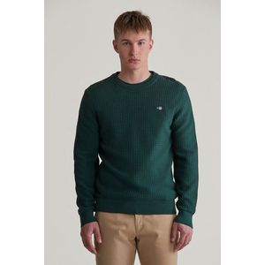 SVETR GANT COTTON TEXTURED C-NECK TARTAN GREEN obraz