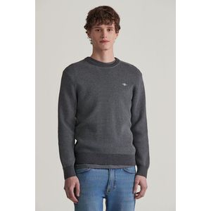 SVETR GANT 2-TONE TEXTURED C-NECK DARK GREY MELANGE obraz