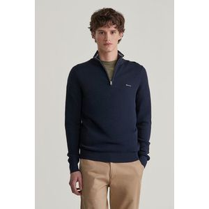 SVETR GANT COTTON PIQUE HALFZIP EVENING BLUE obraz