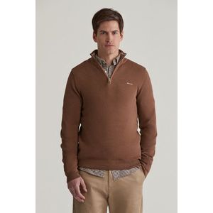 SVETR GANT COTTON PIQUE HALFZIP HAZELNUT MELANGE obraz