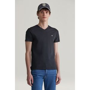 TRIČKO GANT SLIM SHIELD V-NECK T-SHIRT BLACK obraz