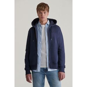 MIKINA GANT EMBOSSED FULL-ZIP HOODIE EVENING BLUE obraz