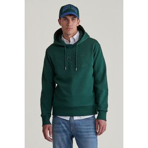 MIKINA GANT REG TONAL SHIELD HOODIE TARTAN GREEN obraz