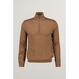 SVETR GANT EXTRAFINE MERINO WOOL HALF ZIP DK. SAND MELANGE obraz