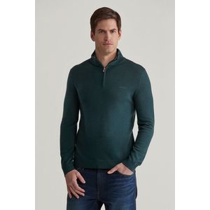 SVETR GANT EXTRAFINE MERINO WOOL HALF ZIP TARTAN GREEN obraz